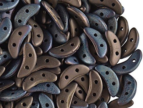 50pcs CZECHMATES Crescent Beads 3x10 mm, Jet-Matte Bronze Vegaá