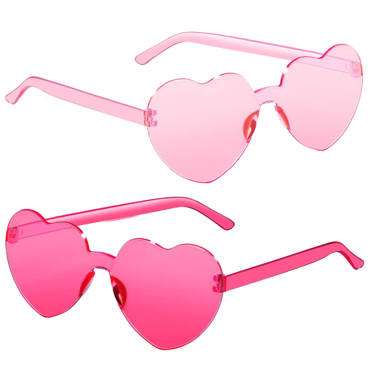 Photo 1 of AGGKKY 12 Pairs Heart Shaped Sunglasses for Women Kids Girls Colorful Glasses Fun Trendy Transparent Heart Sunglasses Party Favor (2 Pairs-Pink&Rose)