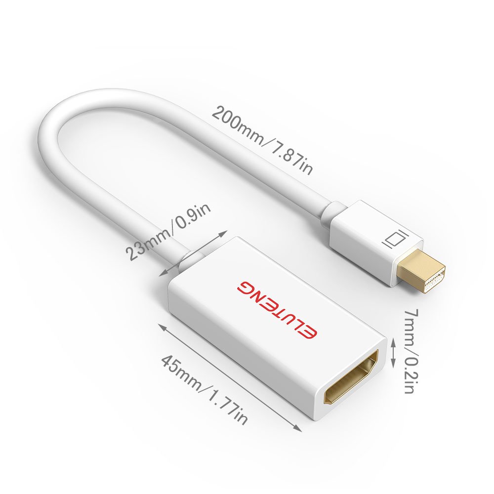 ELUTENG Mini Displayport to HDMI 4K Cable Adapter Male to Female 1080P Thunderbolt 2 to HDMI Cord Mini DP Converter Compatible for Windows PC
