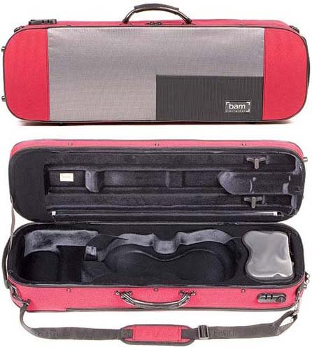 Bam Stylus 5001S 4/4 Violin Case with Red Exterior and Silver Interior