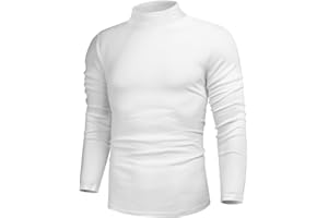 Poriff Men's Casual Mock Neck Tops Long Sleeve Slim Fit Turtleneck Pullover Sweaters