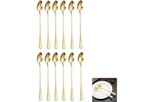 12 pcs Gold Iced Tea Spoons, 7.7 Inch Gold Iced Tea Spoons Long Handle Stainless Steel, for Iced Tea, Coffee, Cocktail, Milks