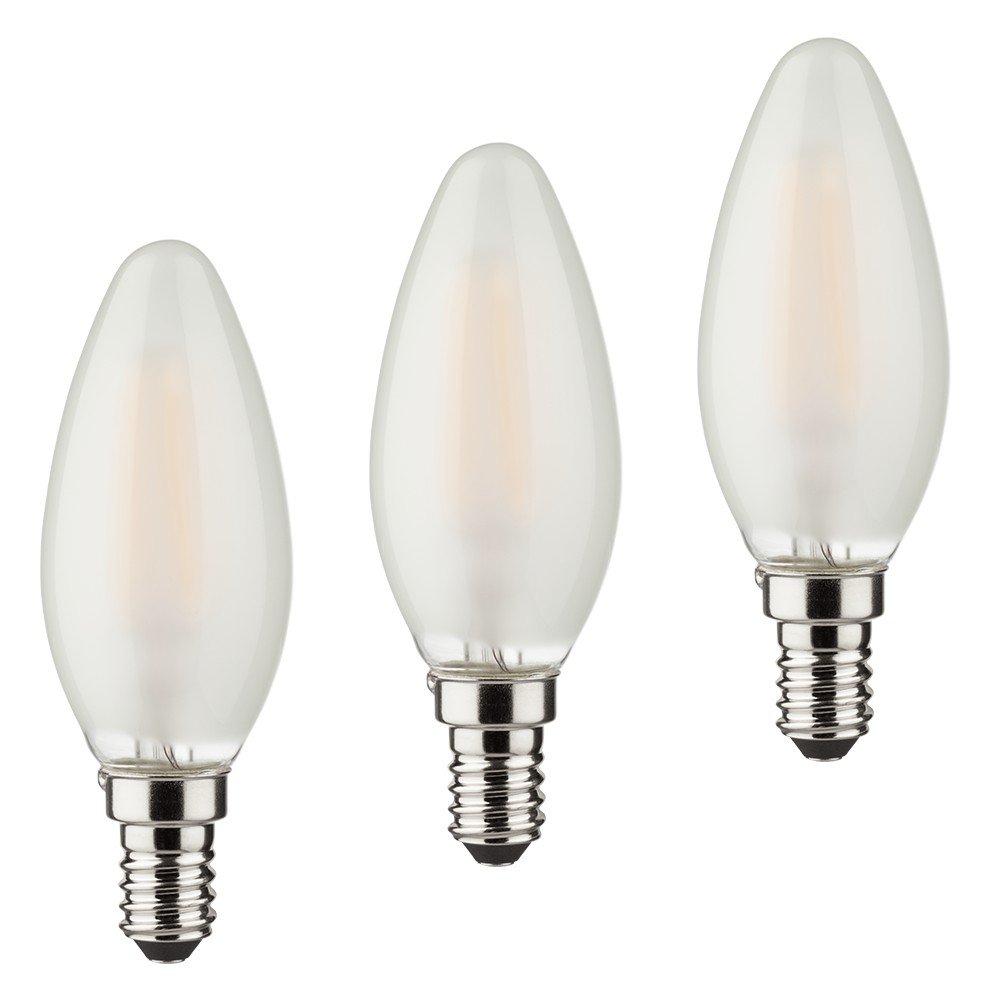 Müller-Licht Set of 3 Retro LED Candle Shape Replaces, Glass, matt, 3.5 x 3.5 x 10 cm, E14