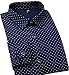 YTD Mens 100% Cotton Casual Slim Fit Long Sleeve Button Down Printed Dress Shirts US M Navy Blue