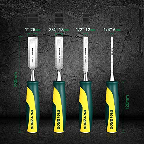 Wood Chisel Sets, METAKOO 4PCS Wood Chisels 1/4",1/2",3/4",1", Hardened