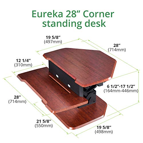 Eureka Ergonomic 28" Height Adjustable Sit-Stand Desk, Corner Desk - with Keyboard Tray Cherry - Thumbnail 5