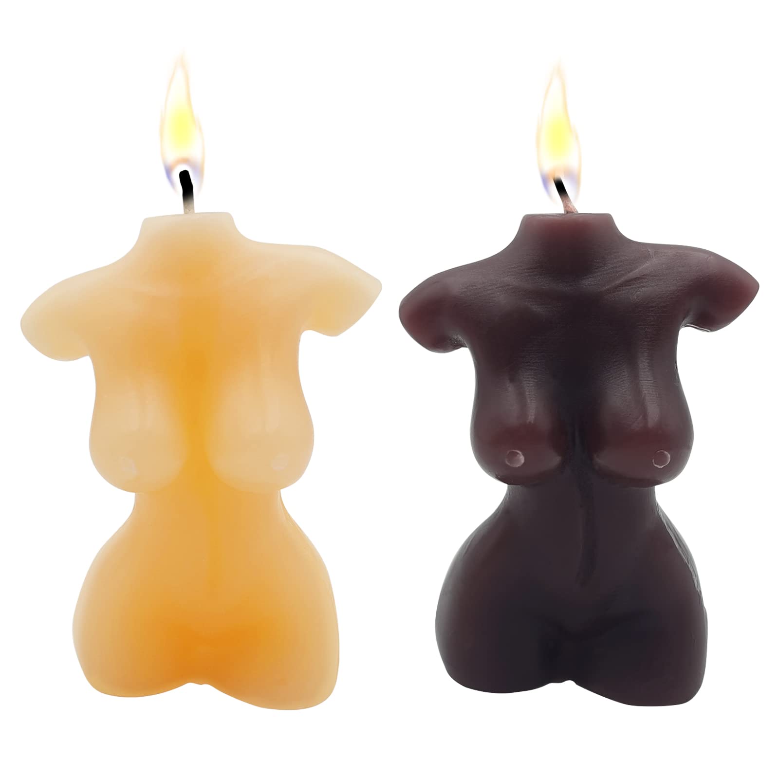Photo 1 of 2PCS Female Body Shaped Soy Candle - Torso Candle in Burgundy and Skin Color for Bedroom & Bathroom Aesthetic Decoration