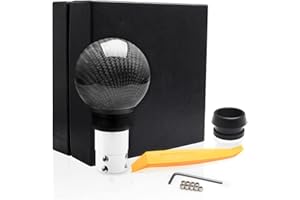 Top10 Racing Automatic Shift Knob Universal Compatible with Lock/Button Automatic Transmission, Give for Boyfriend Carbon Pattern Gear Shift Head with Gift Box Father's Gift Round Carbon Fiber Black