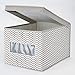 mDesign Set of 4 Fabric Closet Storage Box with Lid - Large Storage Box for in The Wardrobe - Perfect Clothes Storage Box with Lid - Taupe/Natural