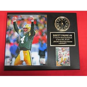 Brett Favre Green Bay Packers Collectors Clock Plaque w/8×10 Photo and Card 51xnrGn211L
