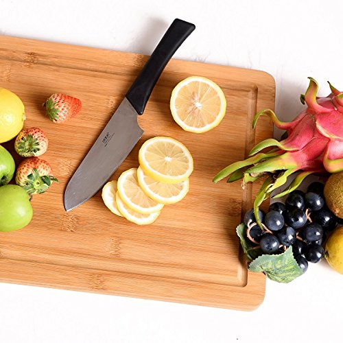 Comllen Organic Bamboo Gift Set With 3-Piece Wooden Utensils and a 14.5" x 11.5" Bamboo Cutting Board
