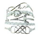 Meily(TM) New Infinity Love Heart Eiffel Tower Friendship Leather Charm Bracelet