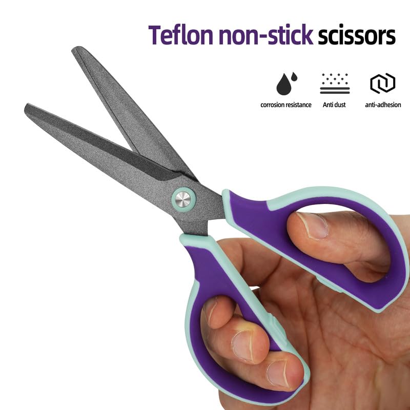 CCR Schere,Scheren Set Mit Antihaftbeschichtung ,Komfortabler Griff 17.5cm Scharfe Edelstahl Bastelschere,Ideal Für Zuhause & Büro 2