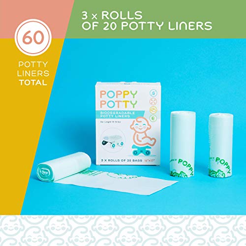 Potty Chair Liners Universal Fit Biodegradable 60 Count Potty Bags