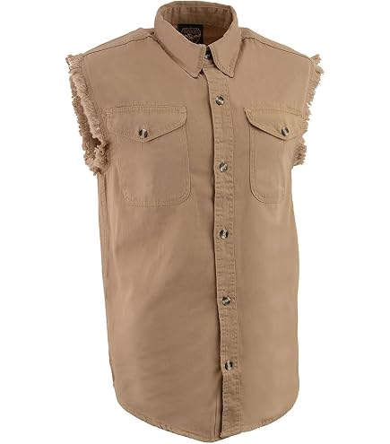 Amazon.com: Mens Cotton Stonewash Button Sleeveless Cut Off Shirt