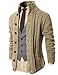 H2H Mens HIGH Neck Twisted Knit Cardigan Sweater with Button Details Ivory US L/Asia XL (KMOCAL020)