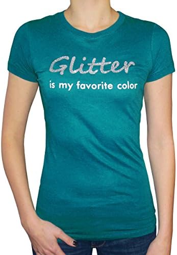 Zone Apparel Women's Glitter is my Favorite Color T-Shirt Small Teal