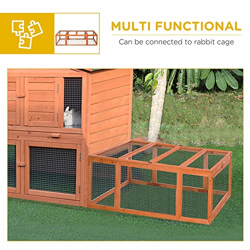 PawHut Large Wooden Rabbit Hutch Bunny Hutch Small Animal Habitat
