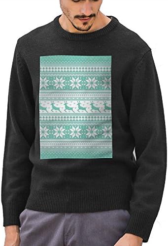 Ksta Christmas Beautiful Deer Snowflakes Mint Green Stripes Mens Sweater Black Personalized Gift