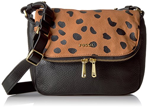 Fossil Women's Preston Small Flap Bag Cross Body Handbag, Cheetah, One Size