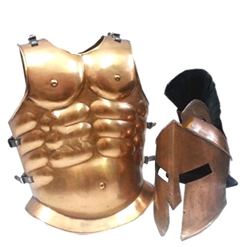 Brass Antique Muscle Armor Cuirass 300 Movie Spartan King Leonidas Helmet