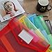 A4 Plastic Wallet Folder Envelope, CertBuy 5 Pack Waterproof Poly Envelope Plastic File Wallet Document Folder with Button Closure for School Office Home - Red Blue Yellow Green Black