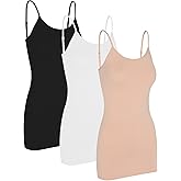 Pure Look Women's Spaghetti Strap Stretch Cotton Long Cami Camisole Tank Top