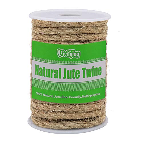 Vivifying 33 Feet 6mm Jute Rope, Natural Heavy Duty Twine for Crafts