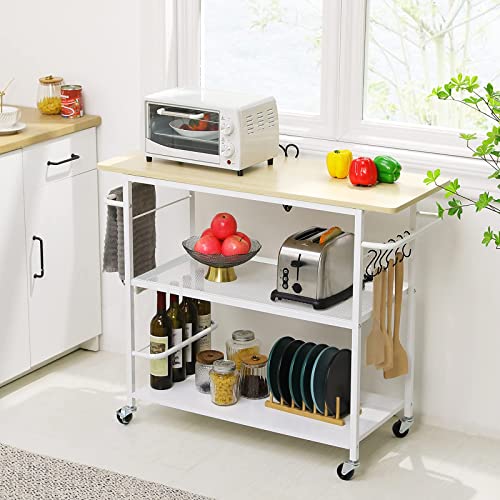 Hasuit 3 Tier Kitchen Island Cart on Wheels, Rolling Kitchen Island
