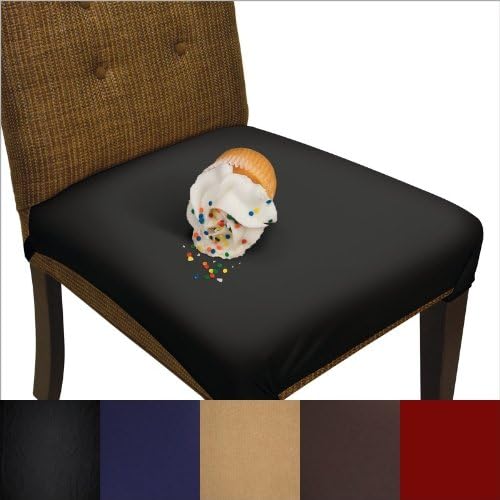 SmartSeat Dining Chair Cover and Protector - Pack of 2 - Removable, Waterproof, Machine Washable, Stain Resistant, Soft, Comfortable Fabric for Kids, Pets, Entertaining, Eldercare (Metro Black)