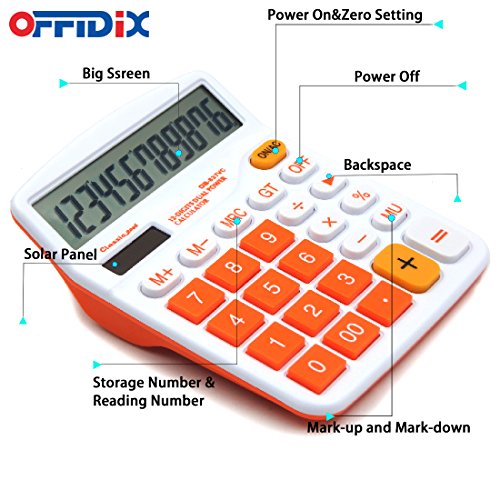 OFFIDIX Office Desk Calculator 12 Digit Large LCD Display Calculator