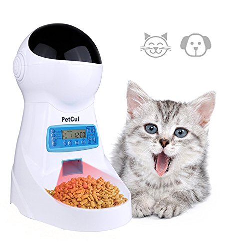 Iseebiz Automatic Cat Feeder 3L Pet Food Dispenser Feeder for Medium & Large Cat Dog–4 Meal, Voice Recorder & Timer Programmable, Portion Control