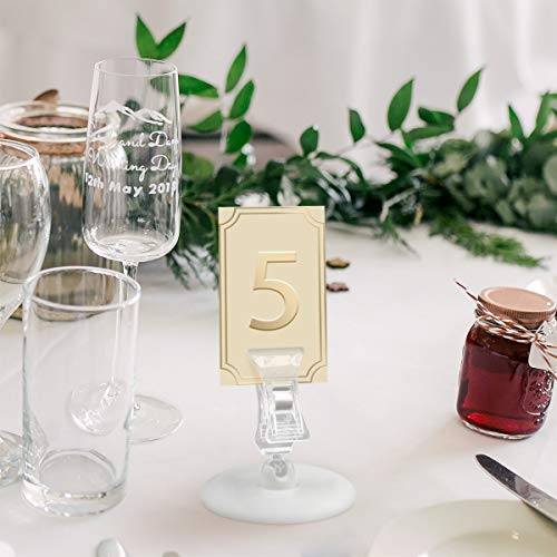 eZAKKA 10Pcs Sign Clips Rotatable Place Card Name Cards Merchandise Display Clip Holder Stand POP Clip Round Base for Price Tags Memo Displaying Table Number Cards Photo (5.5x5.4cm)