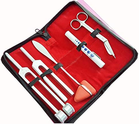 TufailSet of 5 pcs Reflex Percussion Taylor Hammer + Penlight + Tuning Fork C 128 C 512 + Bandage Scissors 5.5"