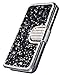 iPhone 6s Case, FLYEE Handcraft Luxury Bling Rhinestone Wallet Case Ultrathin Magnetic Kickstand Crystal Leather Book Cover for Apple iPhone 6s/iPhone 6 4.7 Inch-Black