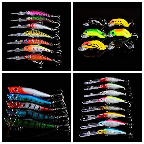 L-MEIQUN, 56pcs Angelköder Set Mixed 8 Modelle Harte Köder Qualitäts-Fischen Wobbler 56 Farben Naturgetreue gefälschte… – Bild 4