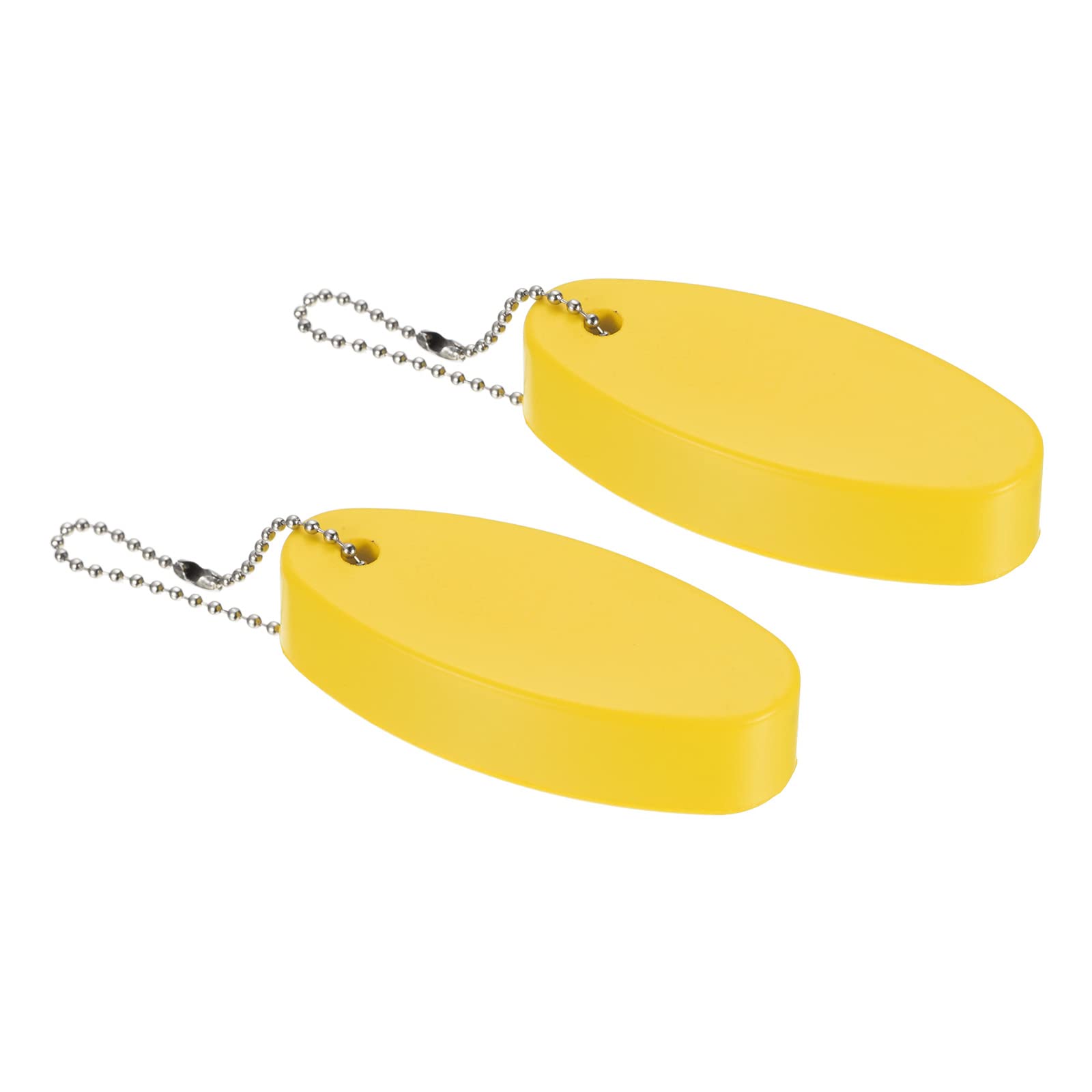 PATIKIL Floating Keychain, 2 Pack Marine Sailing Oval Key Chain Buoyant Keyrings for Boating Outdoor Sports, Yellow