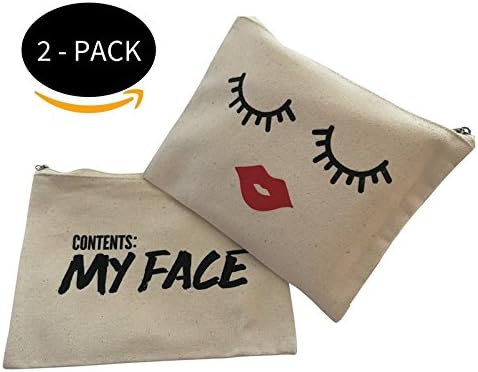 Cosmetic Makeup Bag - TWO PACK - Case for Make Up - Trend Clutch (Contains my face/lips and lashes)