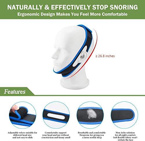 Anti Snoring Chin Strap,Adjustable Snoring Chin Strap for Men and Women,Stop Snoring Chin Strap Solution and Effective Sleep Aids Snore Chin Strap, Anti Snoring Devices