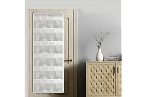 Over the Door Shoe Rack Organizer with 24 Mesh Pockets and Hook, Foldable Shoe Storage for Shoes or Accessories, Space Saving