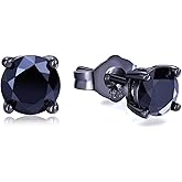 AGRULE Birthstone Earrings 925 Sterling Silver Hypoallergenic Dainty Small 5mm 6.5mm Round Cut Cubic Zirconia Moissanite Gemstone Fine Earrings. 1 Pair, Send Gift Box