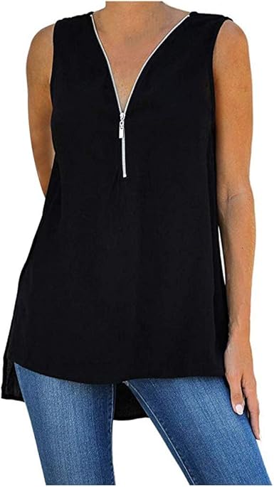 zip up sleeveless top