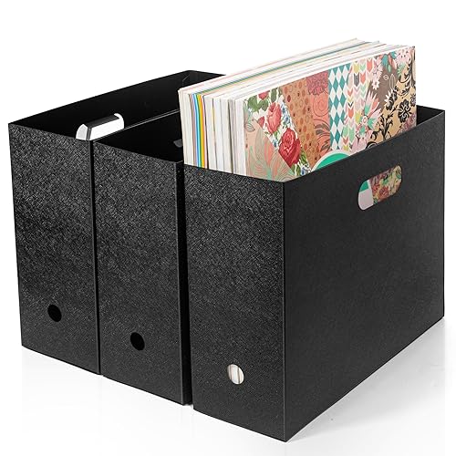 tutata Faltbarer Sammelalbum-Papier-Organizer, 30,5 x 30,5 cm, Sammelalbum, Papieraufbewahrung, Kunststoff, Schwarz, 3 Stück