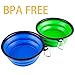 IDEGG Portable Silicone Pet Bowl, 7 Inches, Foldable Expandable Water Feeding Travel Bowl Cup Dish for Pet Dog Cat and Small Animals (Set of 2,Blue+Green)