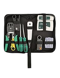 Kit de herramientas de red profesional: comprobador de cables LAN de mantenimiento de ordenador, herramientas de reparación 9 en 1, conectores RJ45 8P8C, probador de cables, destornillador, alicates de crimpado, alicates de pelado, juego de herramientas