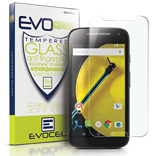 Evocel Moto E (2nd Gen) Glass Screen Protector [EvoGUARD] 0.33mm Tempered Glass Screen Protector for Moto E2 (2015 Release) [HD Clarity, Anti-Scratch, & Bubble Free]