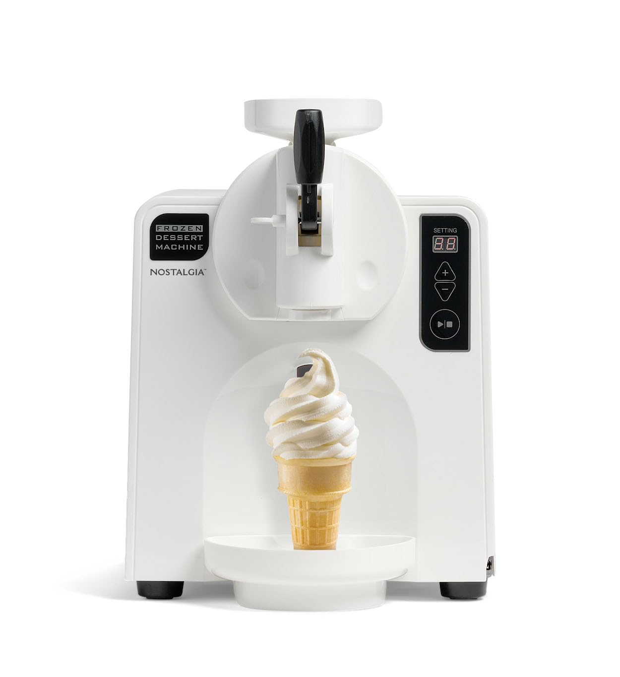 Photo 1 of Nostalgia Easy-Dispensing Soft Serve Ice Cream & Frozen Dessert Machine, Makes 1 Quart of Ice Cream, Milkshakes, Frozen Yogurt, Gelato in Minutes, Ice Cream Sandwiches, With LED Display, White