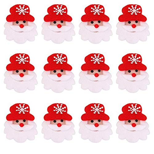 TomaiBaby 12pcs Christmas LED Brooches Pin Polyester Santa Claus Badge Brooch Flashing Light Lapel Pin Badges Party Favors Gifts for Christmas Holiday Kids Props (Hat Style Random)