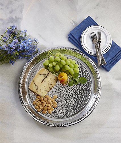 Sabert 12" Round Hammered Platter, Durable Plastic, Disposable, 36 Count (Silver)