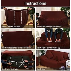 cjc Sofa Covers for L Shape, 2PCS Polyester Fabric